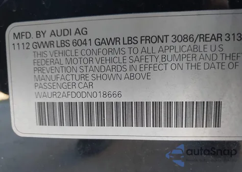 2013 Audi A8 L 4.0T from USA, damaged, VIN WAUR2AFD0DN018666